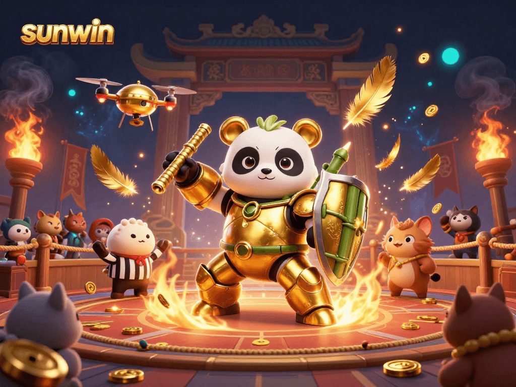 Experience the thrill of the sunwin arena with a golden panda in action!