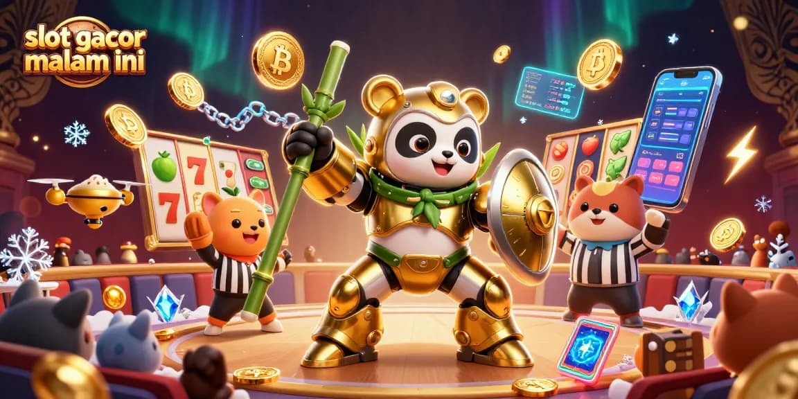 Menangkan slot gacor malam ini dengan simbol jackpot dan karakter mengesankan dalam ilustrasi 3D.