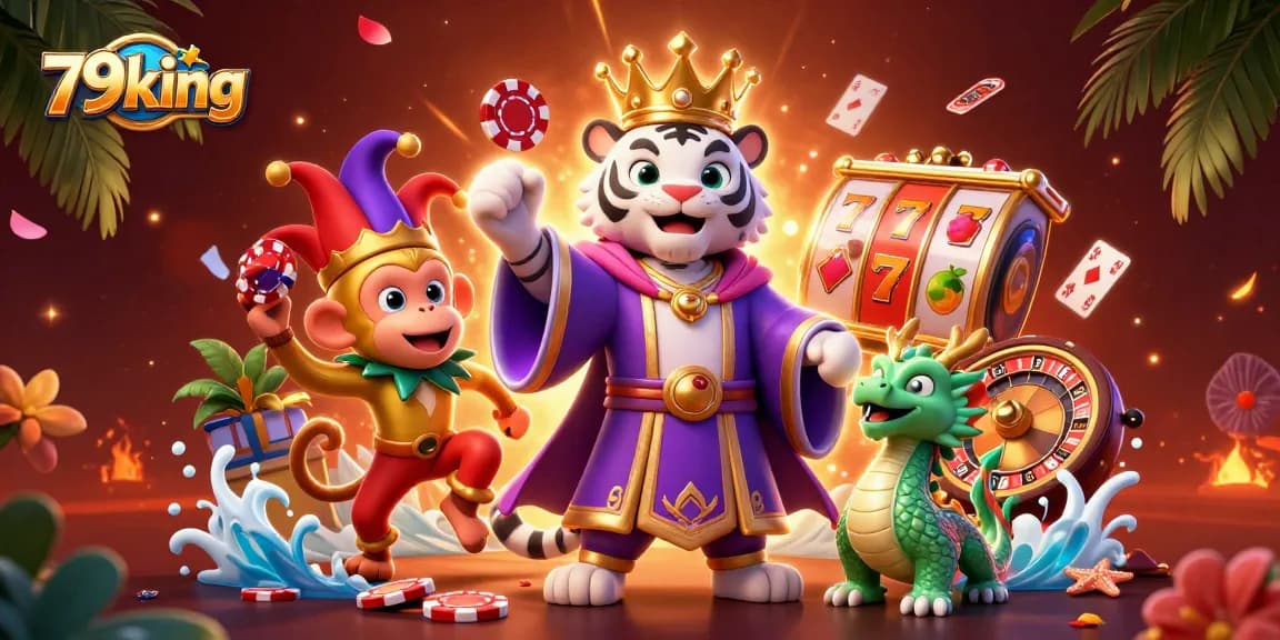 Engage with immersive casino gameplay featuring 79king's unique blend of slot reels and vibrant characters.