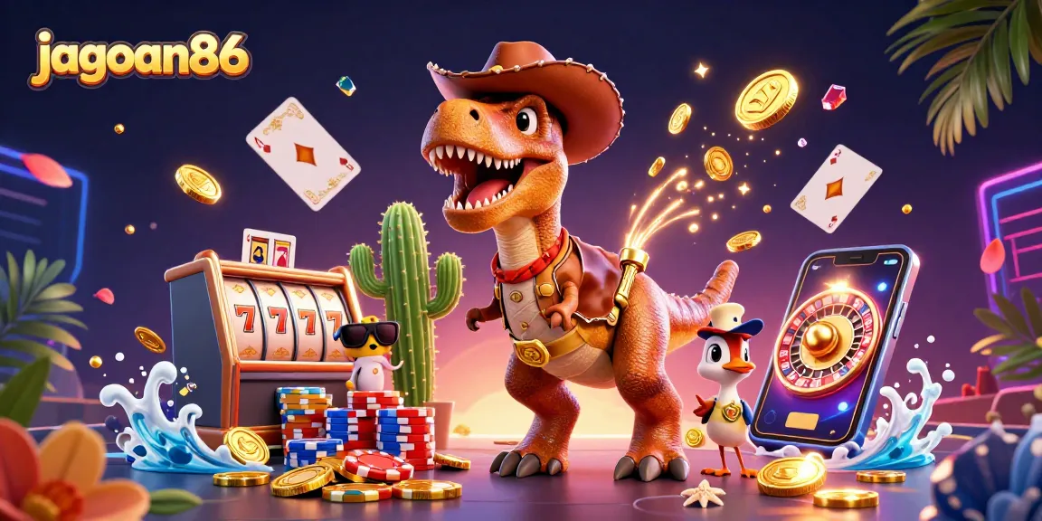 Engage with jagoan86 in a vibrant casino scene full of dynamic gambling action.