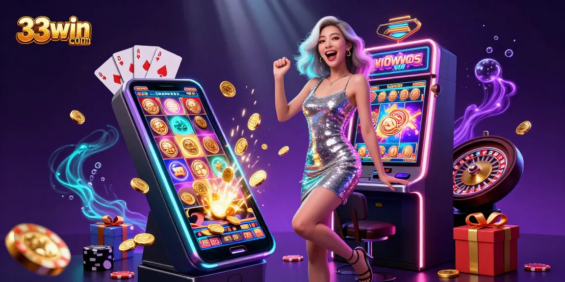 Experience thrilling gameplay at 33win com, featuring vibrant slot machines, exciting jackpots, and celebratory wins.