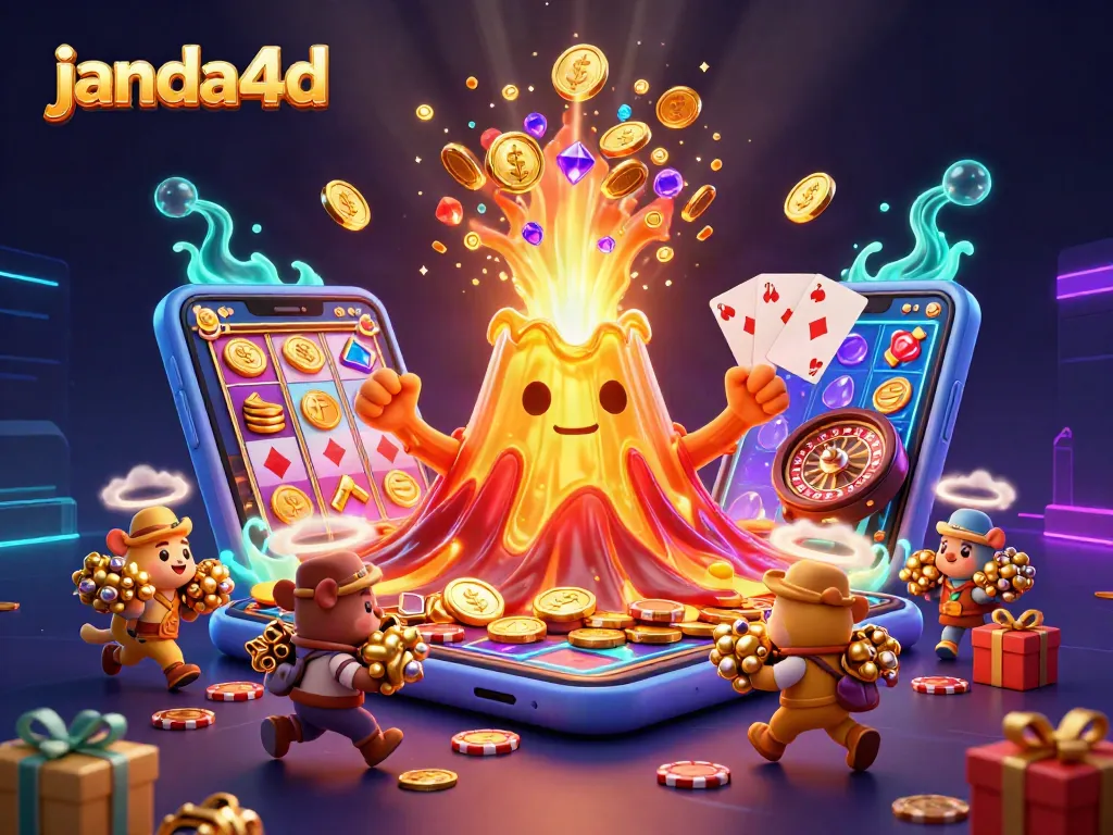 JANDA4D menghadirkan momen berlimpah dengan gunung berapi emas dan harta karun dalam permainan slot online.