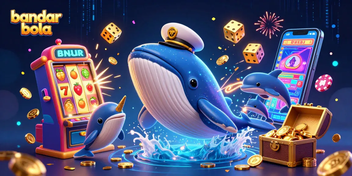 Engage in bandar bola with vibrant casino visuals featuring whales and playful dolphins.