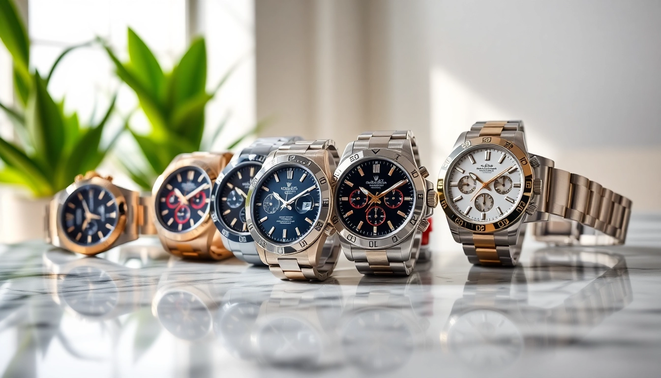 Showcase of super clone watches emphasizing craftsmanship and luxury.