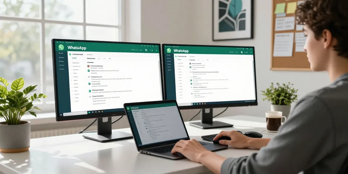 Engaging with WhatsApp電腦版 in a modern home office setup.