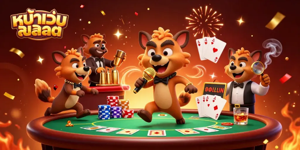 Experience exciting gameplay at หน้าเว็บสล็อต with lively characters in a vibrant casino setting.