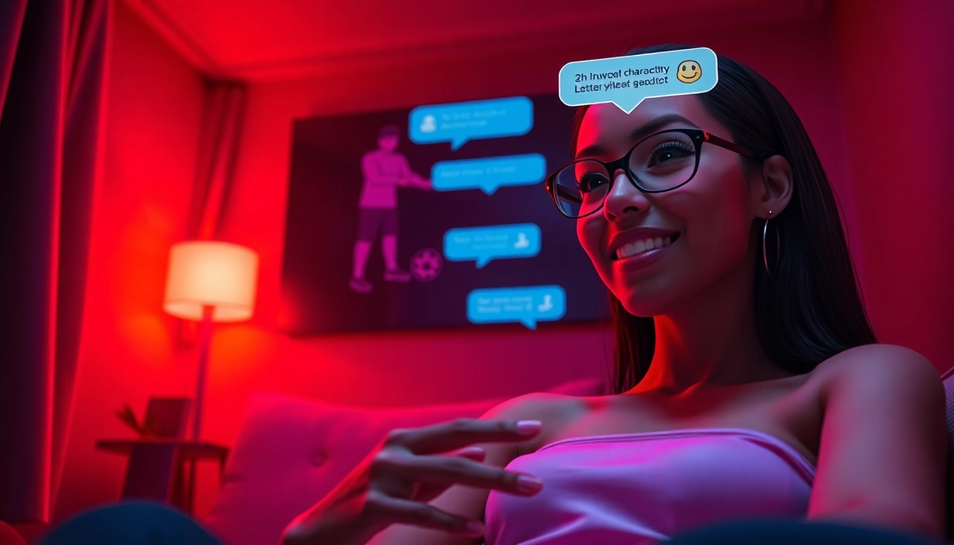 Engaging AI porn chat interaction showcasing a digital character in a warm, inviting virtual space.