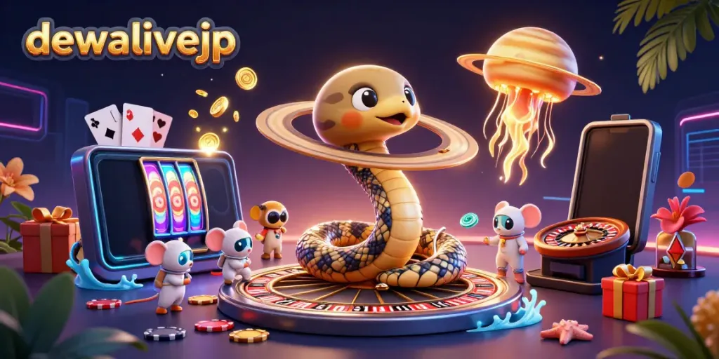 Experience cosmic betting adventures with dewalivejp's vibrant 3D casino scene.