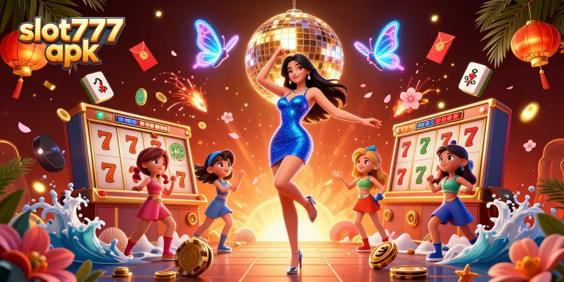 Play slot777 apk with excitement amidst dazzling slot reels and vibrant casino elements.