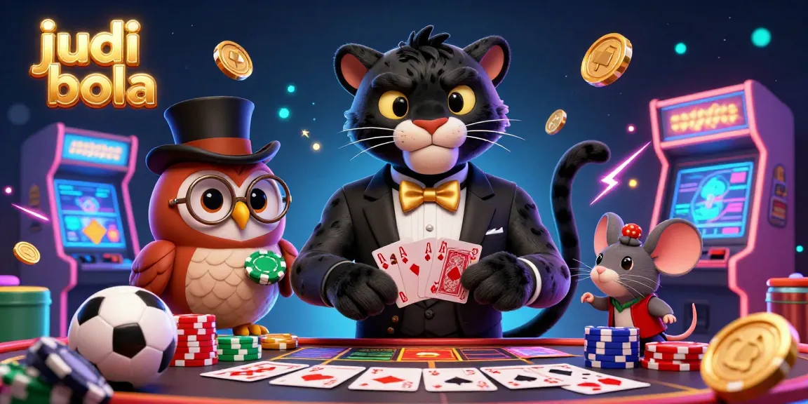 Engage in judi bola excitement with stylish characters betting and playing in a vibrant casino scene.