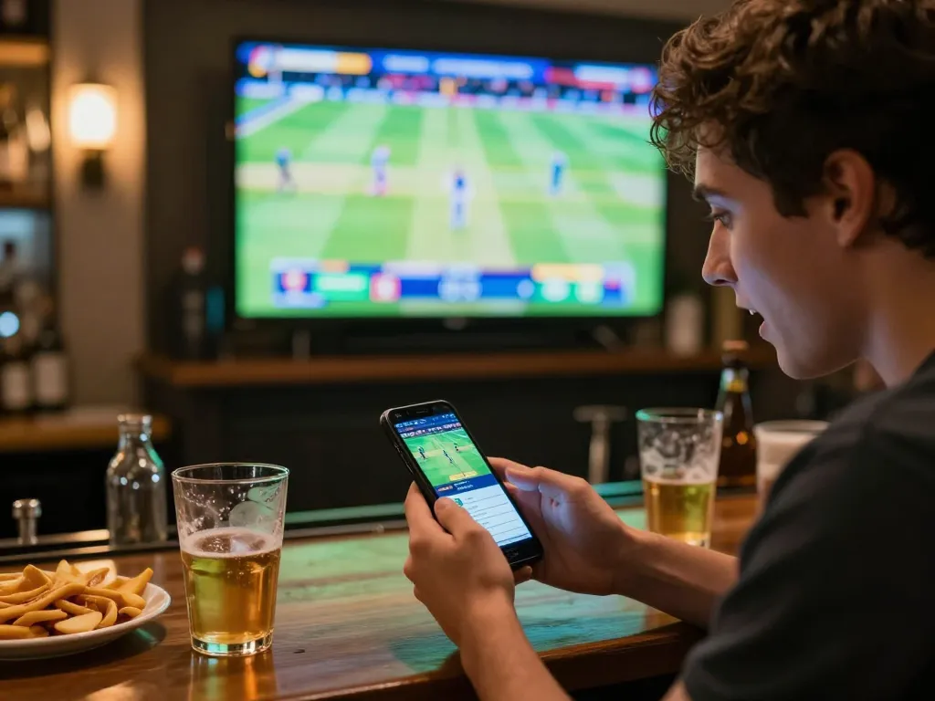 Betting on live cricket matches using nowgoal app, capturing excitement at home.