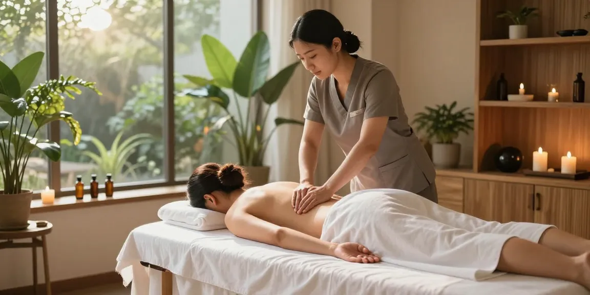 A calming Swedish massage experience in a tranquil spa setting with soft lighting and relaxing ambiance.