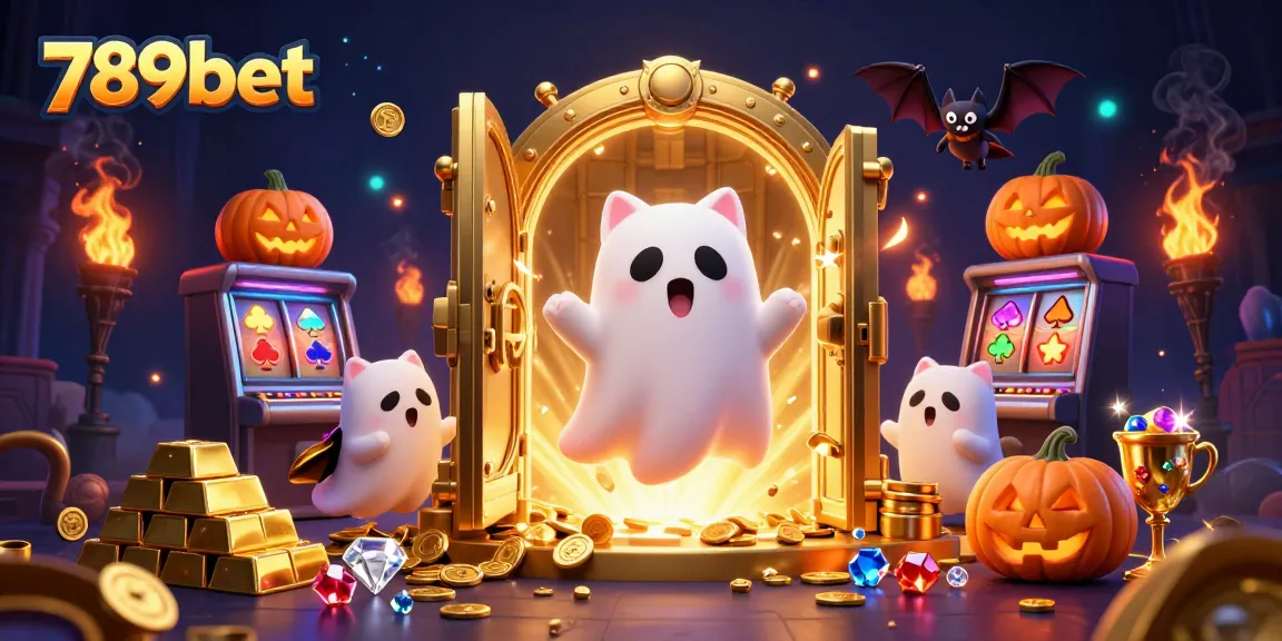 Engage with 789bet's thrilling casino adventure featuring ghostly characters and dazzling treasure scenes.
