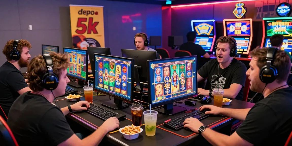 Players enjoying an exciting slot depo 5k game experience in a vibrant gaming environment