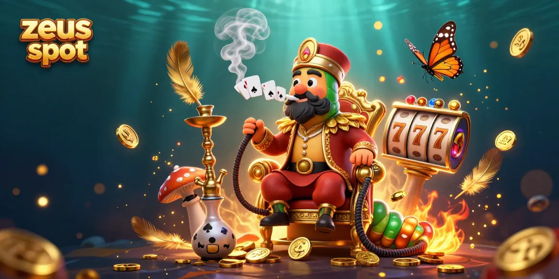 Experience thrilling zeus slot gameplay illustrated with a vibrant caterpillar master in a casino setting.