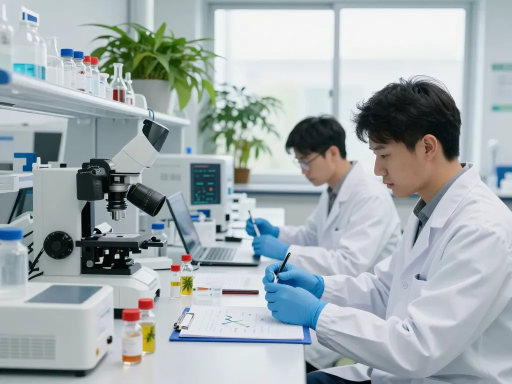 WeeDutch scientists conducting cannabinoid research in a modern lab.