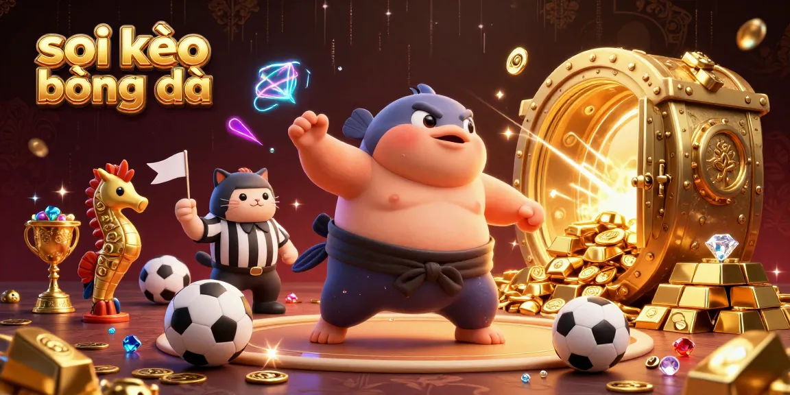 Soi kèo bóng đá illustration showcasing dynamic sports betting excitement with a cartoon fugu and vibrant elements.
