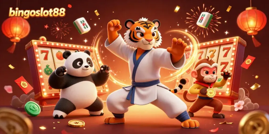 Bermain game bingoslot88 dengan karakter menarik dan simbol kasino yang mengasyikkan.
