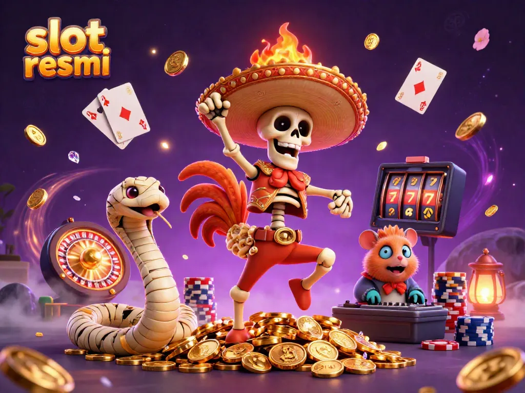 Celebrating a jackpot win at the casino with slot resmi visuals and vibrant 3D characters.