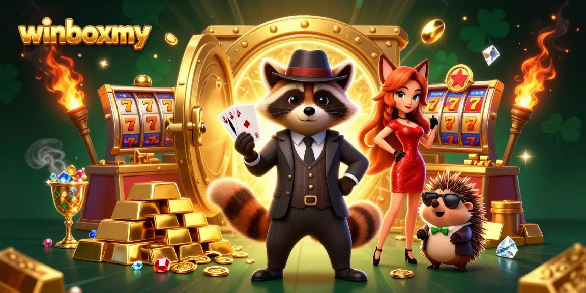 WinboxMY brings thrilling casino action with animated characters and vibrant gaming elements in a captivating scene.