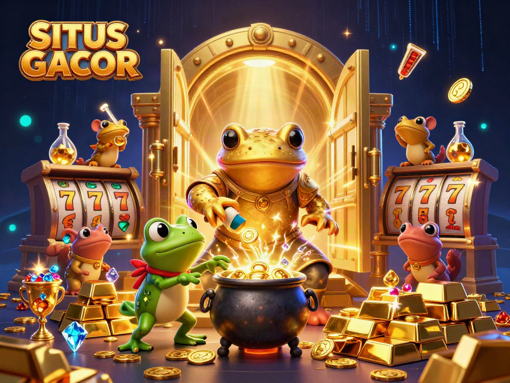 Engage with SITUS GACOR in this vibrant scene featuring a golden salamander alchemist and exciting slot elements.