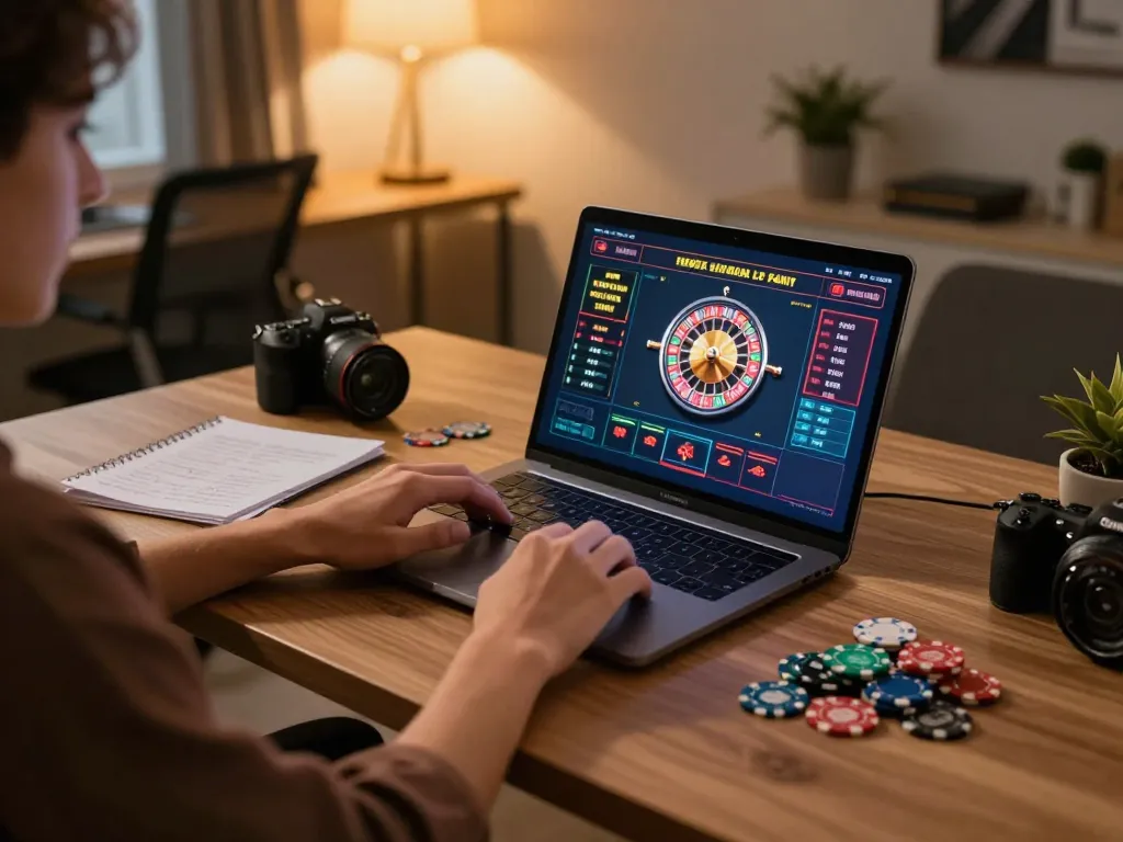 Engaging in a live dealer roulette game on laptop while strategizing bankroll management for 388bet.