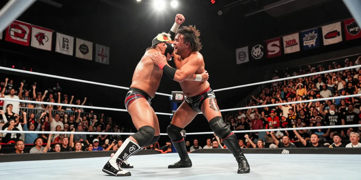 Abyss wrestler displaying strength in a match with fans cheering in the background