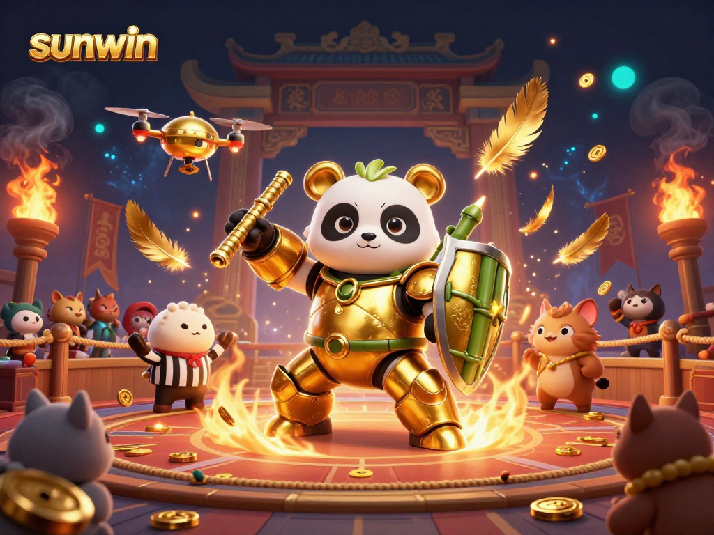 Experience the thrill of the sunwin arena with a golden panda in action!