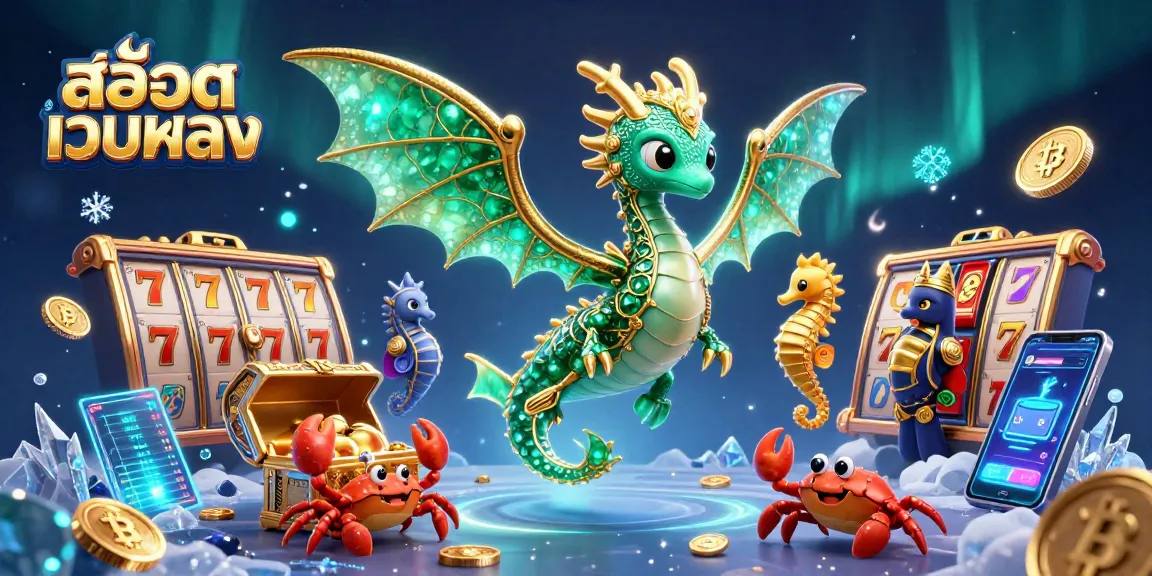 Spin the reels of สล็อตเว็บตรง with vibrant 3D elements showcasing crypto coins, dragons, and treasure!