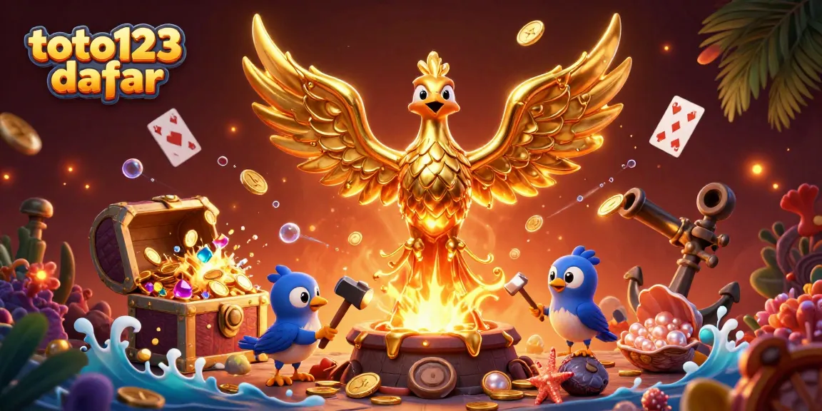 Spin to win with toto123 daftar at this thrilling casino scene bursting with gold and excitement.