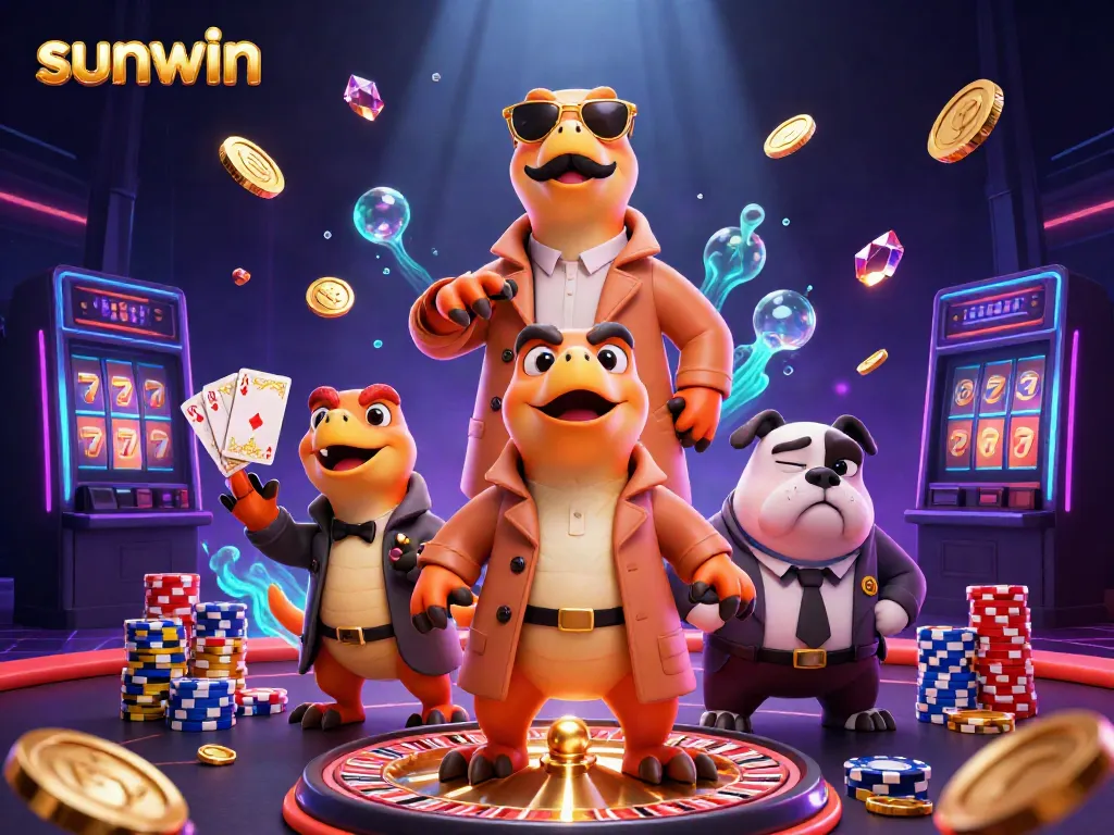 Experience the excitement at sunwin's VIP casino lounge with raptors and a bulldog.