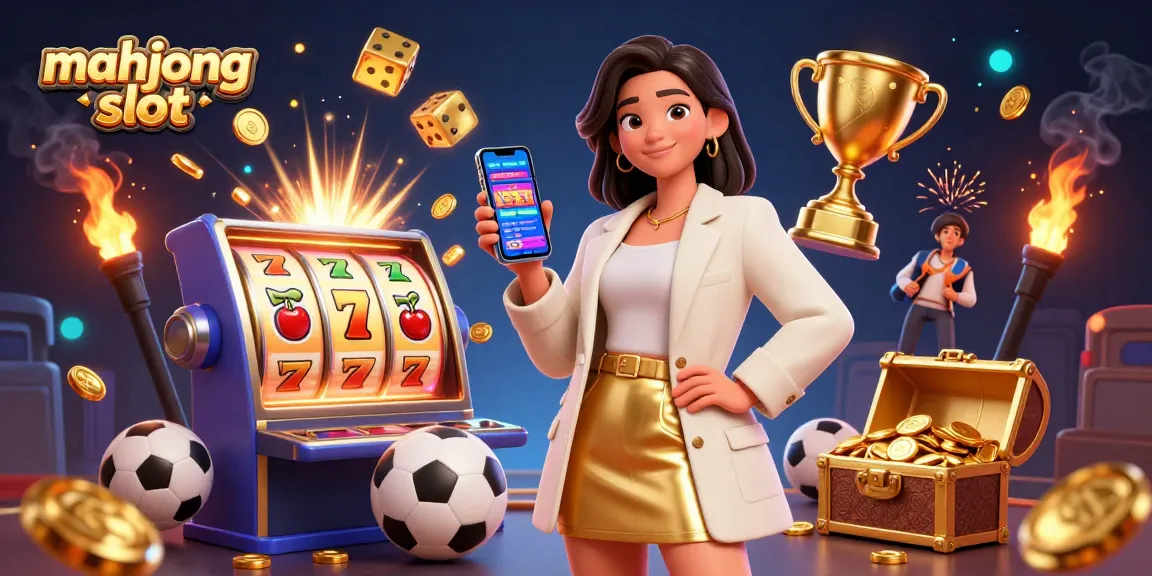 Spin the mahjong slot and win big with our vibrant casino-themed scene full of excitement.