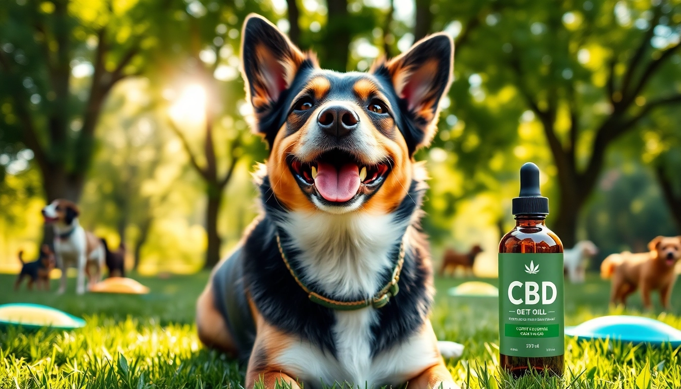 Happy dog enjoying the benefits of CBD Oil For Dog in a sunny park setting.