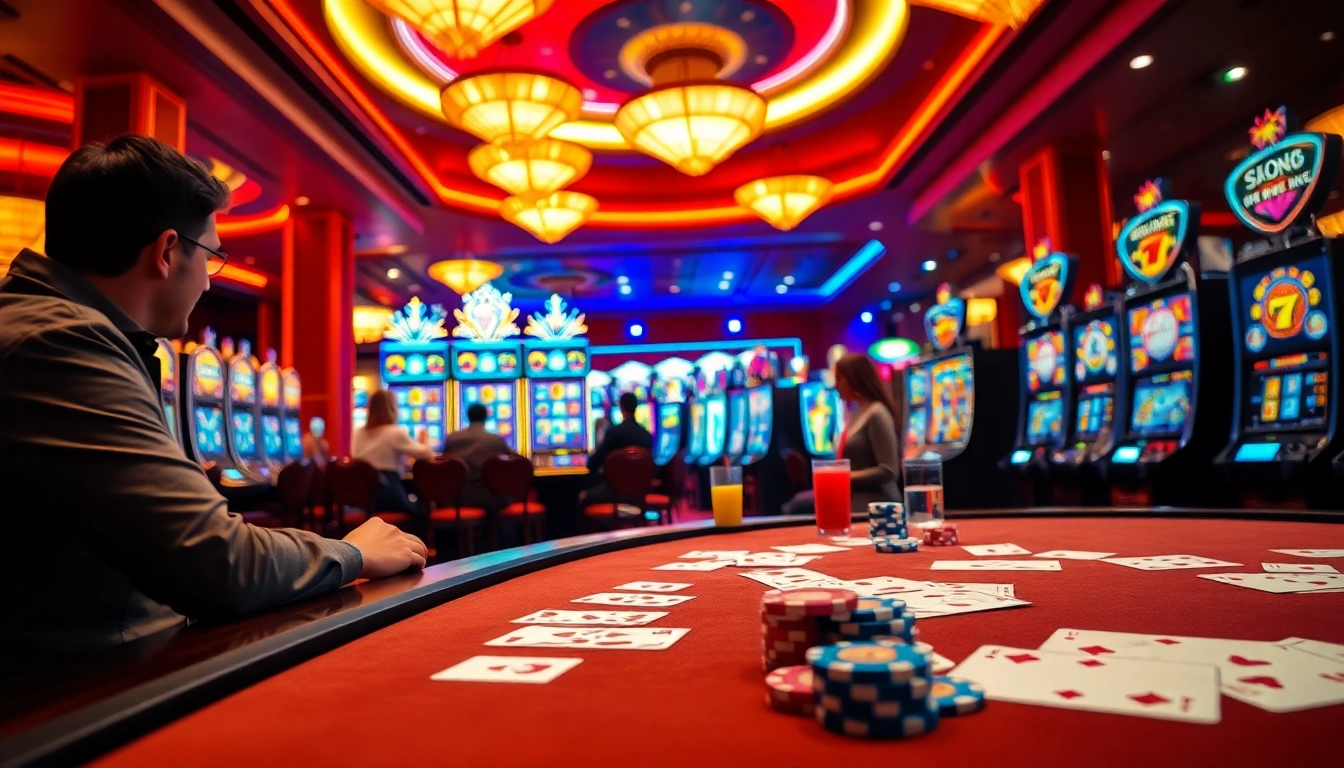 Engaging casino environment showcasing as38 link alternatif gampang diakses with vibrant slot machines and gameplay.
