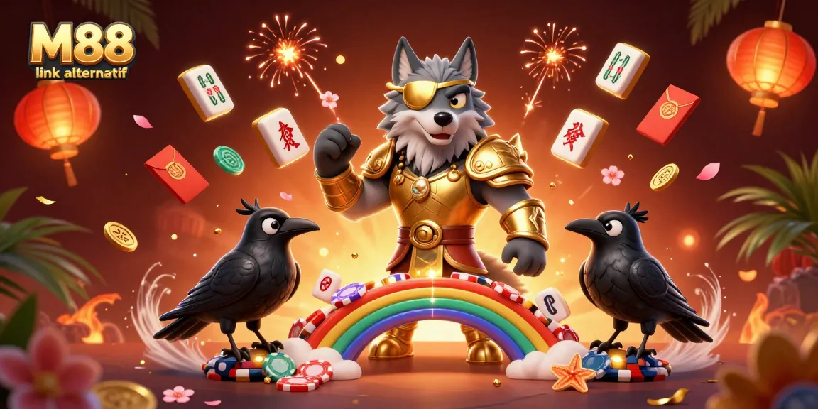 Engage with M88 link alternatif through vibrant 3D casino-inspired illustration of Norse characters.