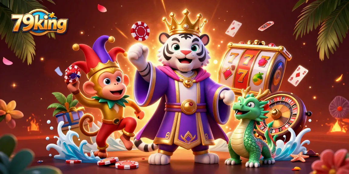 Engage with immersive casino gameplay featuring 79king's unique blend of slot reels and vibrant characters.