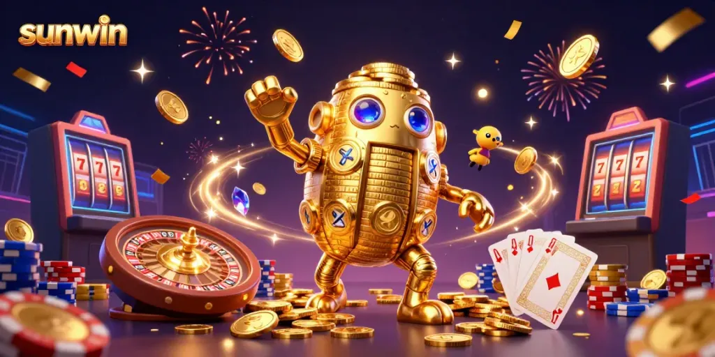 Experience the thrill of gaming with sunwin's vibrant casino scene featuring joyful action and bright colors.