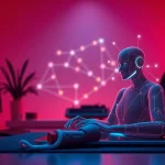 Engaging scene of ai porn chat on a digital device, featuring an AI character in a warm, ambient setting.