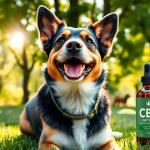 Happy dog enjoying the benefits of CBD Oil For Dog in a sunny park setting.