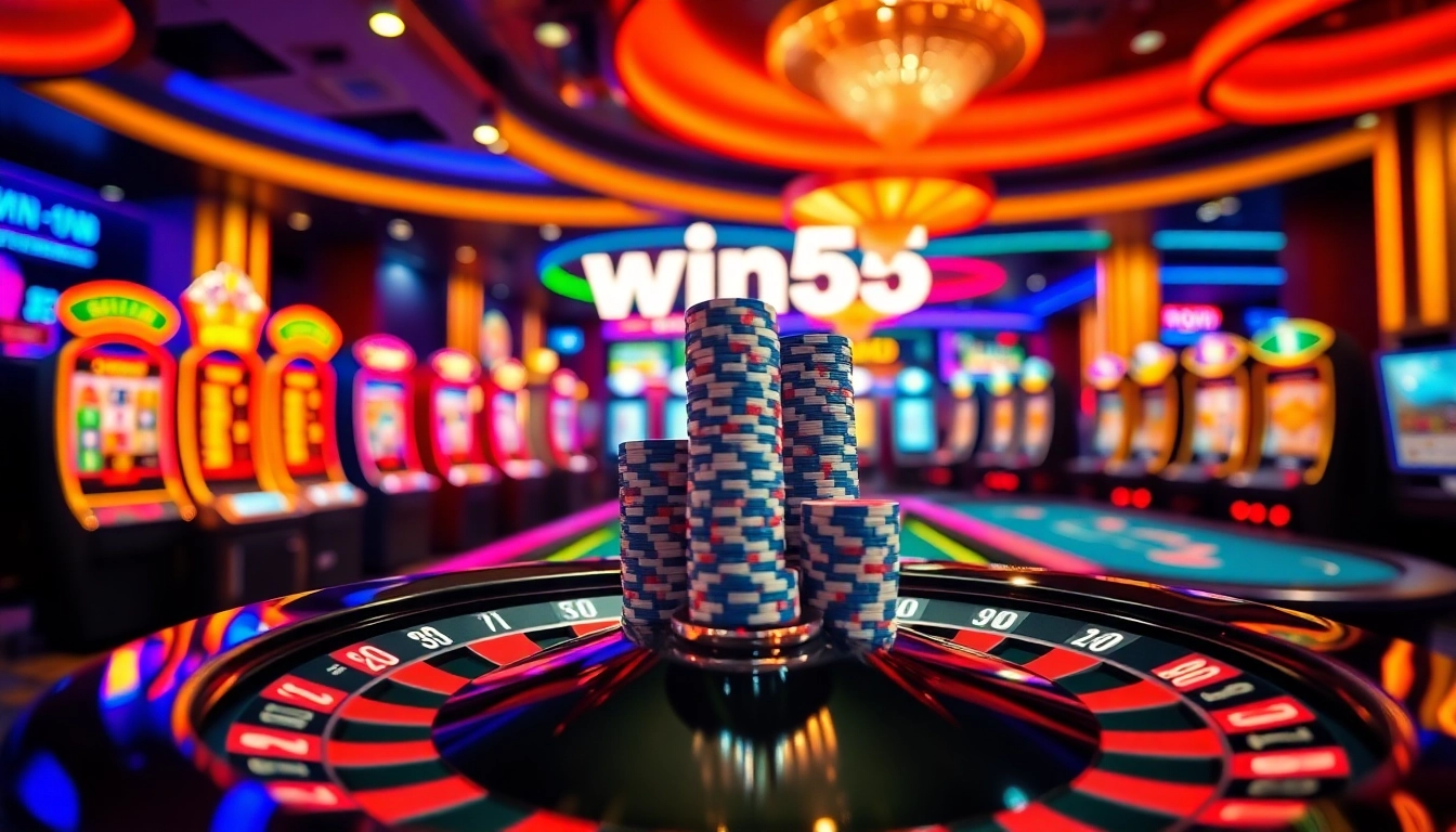 Experience thrilling gameplay at win55 online with vibrant slot machines and poker tables.