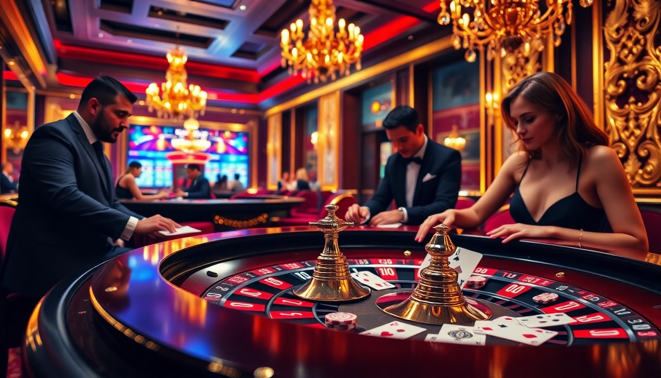 Exciting gambling scene at https://rr88co.net/, featuring engaged players at a roulette table.