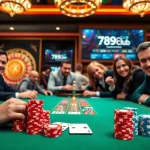 Players at a poker table enjoying thrilling moments at 789club casino.