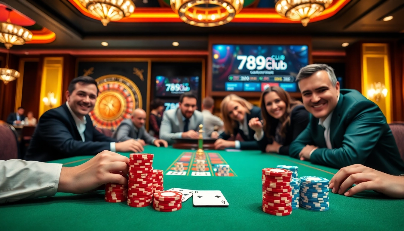 Players at a poker table enjoying thrilling moments at 789club casino.