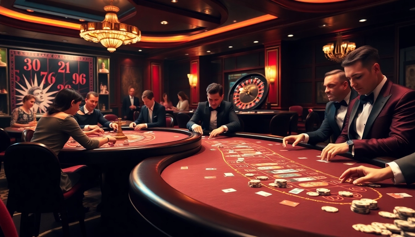 Enthusiastic gamblers enjoy high-stakes action at BK8's casino games, highlighted by luxury visuals.