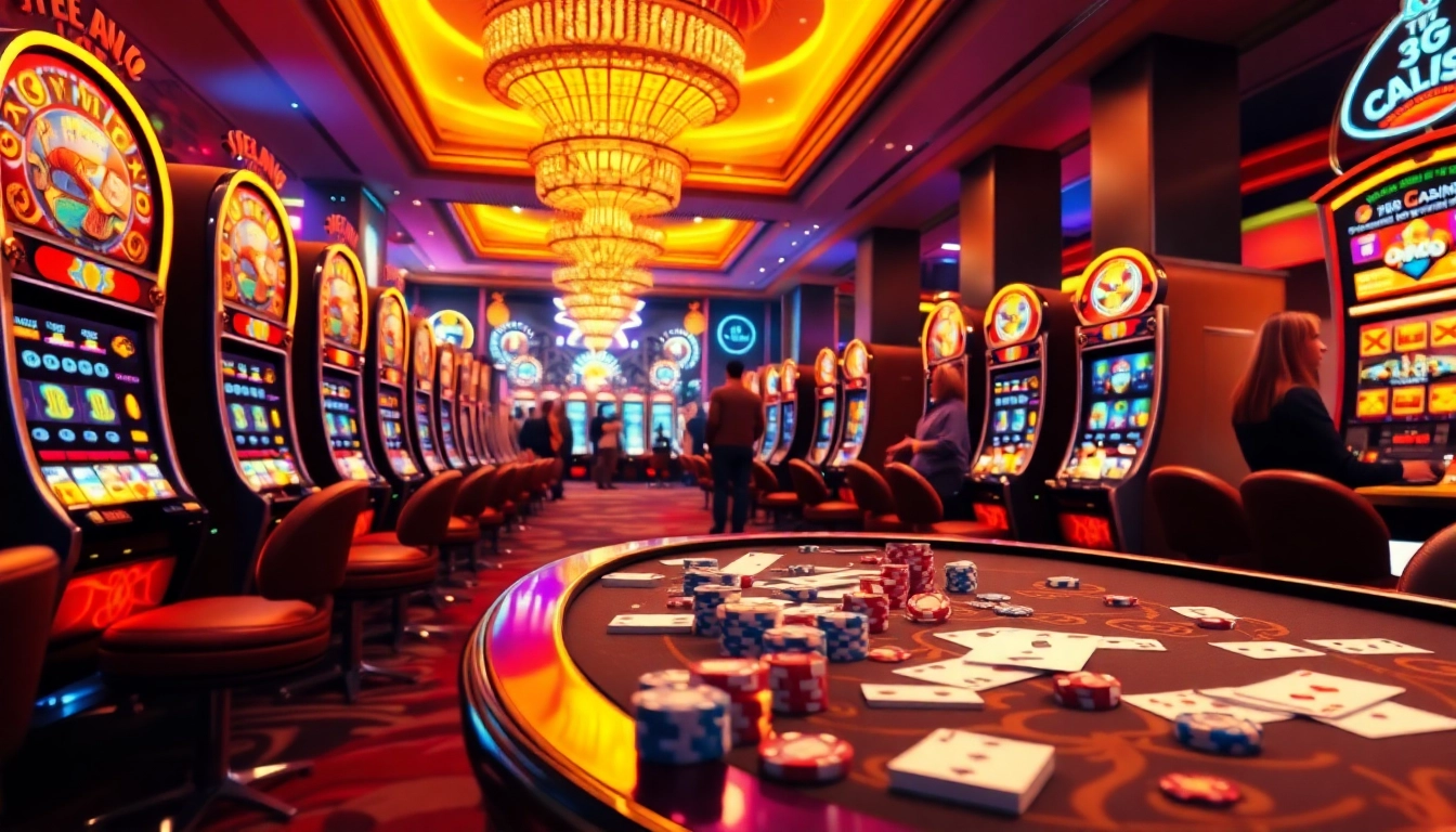 Experience thrilling gameplay at PEN 4D with vibrant slot machines and poker chips.