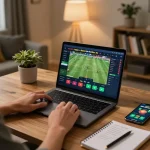 Engaging sports betting action on Trang Chủ RR88 with live odds displayed on laptop.