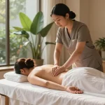 A calming Swedish massage experience in a tranquil spa setting with soft lighting and relaxing ambiance.