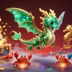 Spin slot online reels amidst a treasure filled ocean scene with colorful sea creatures.
