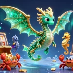 Spin the reels of สล็อตเว็บตรง with vibrant 3D elements showcasing crypto coins, dragons, and treasure!