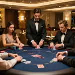 VIP99WIN offers an exclusive poker experience in a luxurious gaming area with players engaged in high-stakes action.